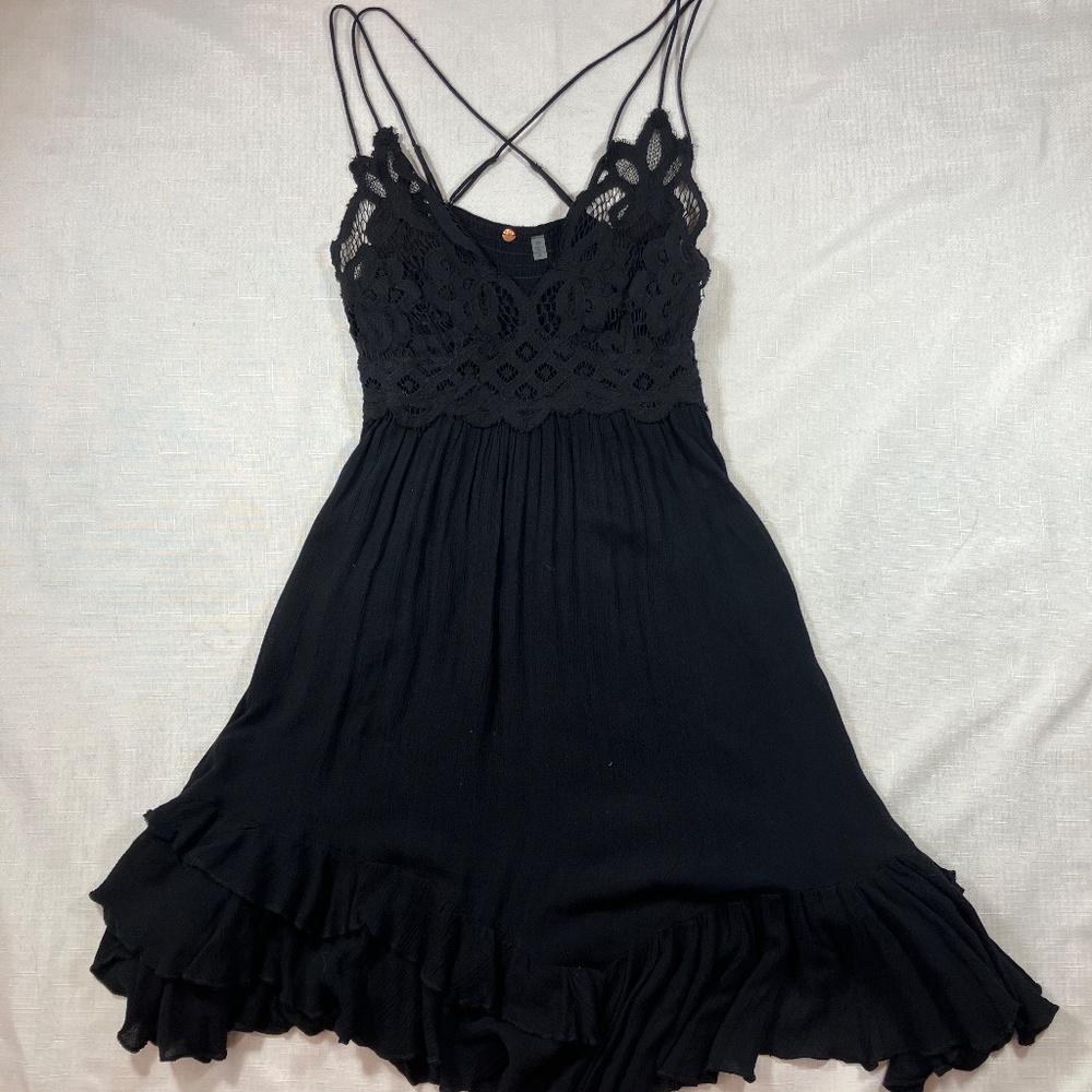 NWT Free People Adella Mini Slip Dress, Black, Size Small - Picture 7 of 14